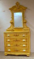 Victorian Grained and Paintdecorated Pine Cottage Mirrored Dresser