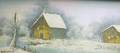 Framed 20th Century American Oil on Canvas of a Barn in Winter