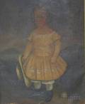 Framed 19th Century American Oil on Canvas Portrait of a Little Girl