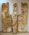 Threepiece Carved and Painted Wooden Circus Wagon Panels
