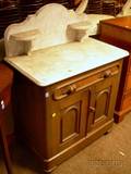 Victorian White Marbletop Walnut Commode