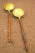 Two Brass and Copper Bedwarmers with Turnedwood Handles