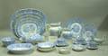Approximately 113piece Ridgways Gilt and Light Blue and White Transfer Oriental Pattern Ironstone Dinner Servi