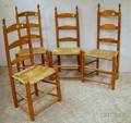Two Pairs of Slatback Side Chairs with Woven Rush Seats