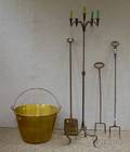 Five Assorted Iron and Brass Hearth Items