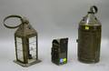 Two Pierced Tin Lanterns and a Painted Tin Lantern