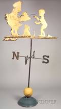 Howard Johnsons Simple Simon Met The Pieman Gilt Cut Sheet Iron Figural Weather Vane