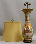 Japanese Enameldecorated Porcelain Vase Table Lamp with Silk Shade