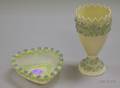 Belleek Bluebell Porcelain Spill Vase and Heartshaped Basket