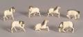 Seven Carved Ivory Horses