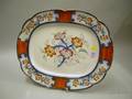 English Flow Blue and Floral Ironstone Platter