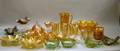 Thirtyfour Pieces of Assorted Carnival Glass Tableware