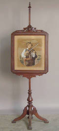 Victorian pole screen with needlework panel