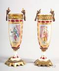 Pair of Sevresstyle Porcelain and Ormolu Mounted Bud Vases