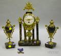 Threepiece French Mantel Clock Garniture