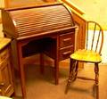 Childs Maple and Pine Rolltop Desk and Windsortype Bowback side Chair