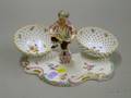 Meissentype Handpainted Figural and Reticulated Porcelain Stand