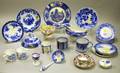 Twentyfour Pieces of English Flow Blue and Imari Palette Tableware and Articles