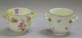 Pair of Meissen Handpainted Floral Decorated Porcelain Cache Pots