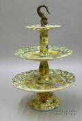 Italian Faience Reticulated ThreeTier Pastry Stand