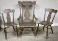 Grained and Paintdecorated Armrocker and a Matching Pair of Side Chairs