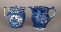 Two blue Staffordshire pitchers 19th c