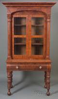 Classical Carved Mahogany and Mahogany Veneer TwoDoor Writing DeskBookcase