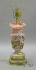 Late Victorian Paintdecorated Bristol Glass Vase Table Lamp