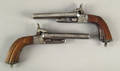 Pair of European pin fire double barrel pistols