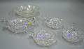 Five Colorless Cut Glass Low Bowls