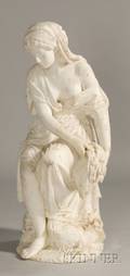 Italian Carrara Marble Garden Statue of a Maiden on Pedestal
