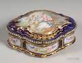 Sevres Porcelain Enamel Decorated Cobalt Blue Dresser Box