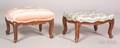 Near Pair of Rococo Revival Carved Walnut and Parcel gilt Stools