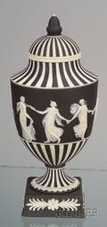 Wedgwood Black Jasper Dip Dancing Hours Vase and Cover