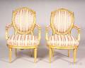 Pair of Louis XVI Style Giltwood and Composition Fauteuils
