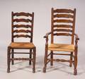Set of Eight English North CountryYorkshire Ash and Rush Seat Ladderback Chairs