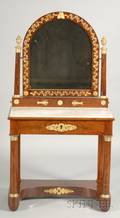 French Empire Mahogany and Ormolu Mirrored Dressing Table