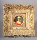Framed Continental Painted Papiermache Snuff Box Lid