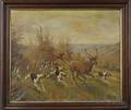 Continental School 19th Century Stag Pursued by Hounds and Horseman