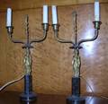 Pair of Empirestyle Gilt Metal and Marble Two Light Candelabra