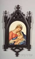 German Painted Porcelain Plaque of Madonna and Child