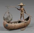 Bergman Cold Painted Bronze Figure of a Native Fisherboy