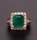14kt Gold Diamond and Emerald Ring