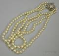 TripleStrand Graduated Pearl Choker with Diamond Clasp