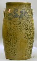 Cobalt Floral Scroll Decorated Stoneware Churn