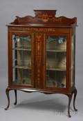 Edwardian Inlaid Mahogany and Leaded Glass TwoDoor China Cabinet