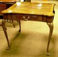 Queen Anne Style Walnut Veneer TwoDrawer Extension Games Table