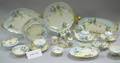 Approximately Fiftypiece Handpainted Bluebird Decorated Porcelain Luncheon Set