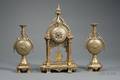 Threepiece Gothic French Mantel Clock Garniture