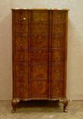 Queen Anne Style Burl Veneer SevenDrawer Tall Chest